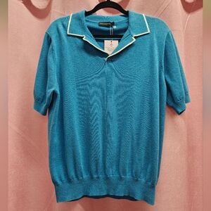 Paul Fredrick Blue Polo Shirt Sz. L